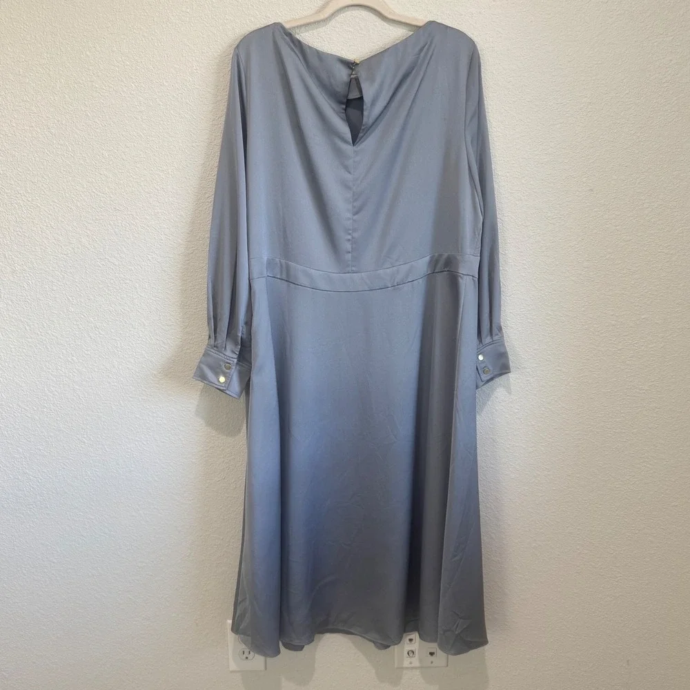 GIULIVA HERITAGE x H&M Maxi Dress Grey Satin Long Sleeve Party Event Cocktail XL